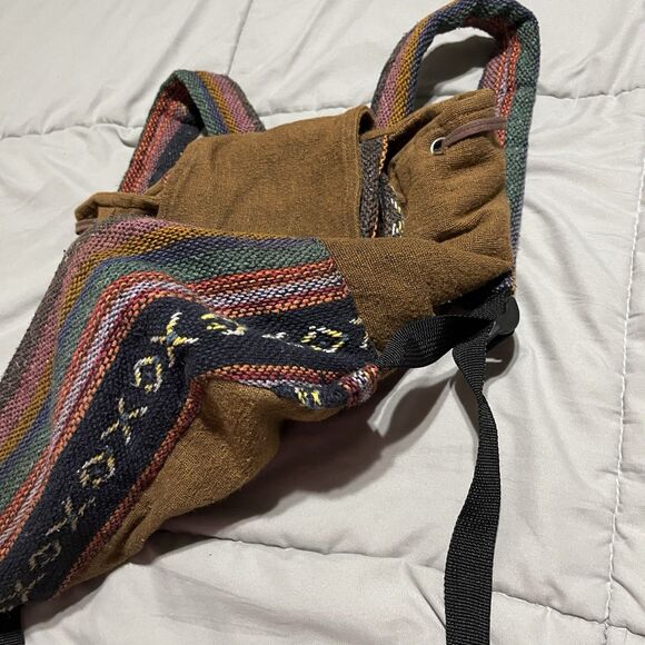 Handmade Hemp Backpack Nepal Fair Trade Hiking Boho Colorful Gorpcore School Bag main image 9